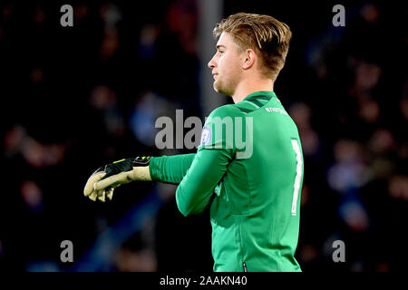 DOETINCHEM, De Vijverberg, 22-11-2019, calcio, olandese Keuken Kampioen Divisie, de Graafschap - Jong PSV, Jong PSV portiere Mike van de Meulenhof dopo il 1-1 durante la partita de Graafschap - Jong PSV Foto Stock