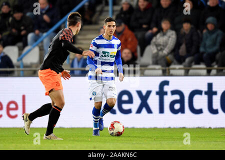 Doetinchem, Nederland. 22 Novembre, 2019. DOETINCHEM, De Vijverberg, 22-11-2019, calcio, olandese Keuken Kampioen Divisie, de Graafschap - Jong PSV, de Graafschap player Mohamed Hamdaoui durante la partita de Graafschap - Jong PSV Credito: Pro scatti/Alamy Live News Foto Stock