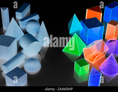 Forme geometriche utilizzate per la matematica e la formazione di tartaro Foto Stock