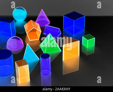 Forme geometriche utilizzate per la matematica e la formazione di tartaro Foto Stock