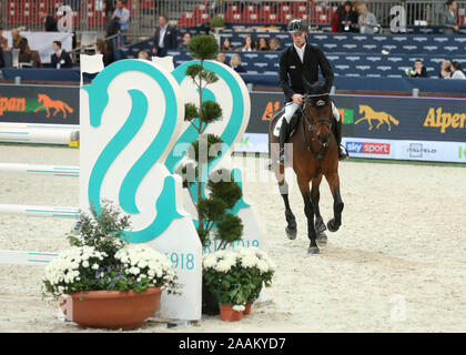 VERONA, Italia - NOV 09: Marcus Ehning per la Germania che si fanno concorrenza a livello franco Tucci, durante l'evento Longines FEI Jumping World Cup 2019 a Verona Foto Stock