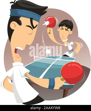 Ping pong corrispondenza vettore cartoon illustrazione Illustrazione Vettoriale