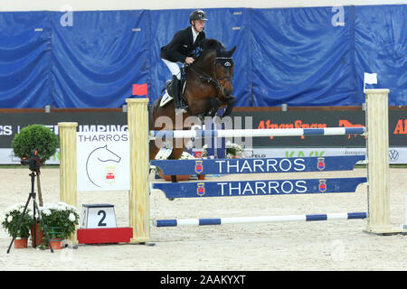 VERONA, Italia - NOV 09: Marcus Ehning per la Germania che si fanno concorrenza a livello franco Tucci, durante l'evento Longines FEI Jumping World Cup 2019 a Verona Foto Stock