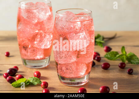 Mirtillo Rosso rinfrescante di limone soda calce con ghiaccio Foto Stock