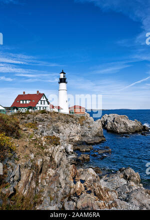 Portland Head Lighthouse, Cape Elizabeth, Maine, Stati Uniti d'America. Foto Stock
