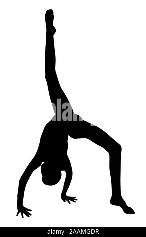 Ragazza ginnasta rendendo handstand Illustrazione Vettoriale