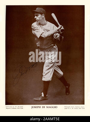 Tonalità seppia ritratto di New York Yankee leggendario giocatore Joe DiMaggio circa 1930s. Foto Stock