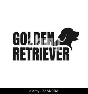 Silhouette di golden retriever cane vettore logo. elegante golden retriever lettera con testa di cane elemento concetto di design Illustrazione Vettoriale