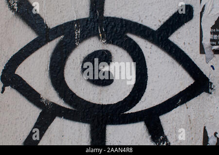 Chinatown, Kuala Lumpur, Malesia - 9 Maggio 2019 : chiudere l immagine di un occhio graffiti catturato a Kuala Lumpur Foto Stock