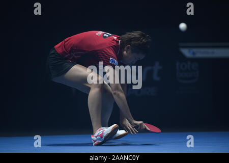 Tampines a piedi. 23 Nov, 2019. Hitomi Sato (JPN), Nov 23, 2019 - Tennis da tavolo : Match 19 Mima Ito (JPN) vs Hitomi Sato (JPN) a T2 diamante 2019 Singapore a Tampines a piedi. Credito: Haruhiko Otsuka/AFLO/Alamy Live News Foto Stock