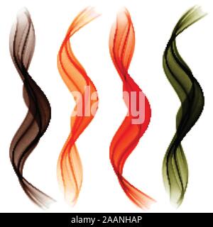 Set di colori astratti onda fumo trasparente design ondulato viola Illustrazione Vettoriale