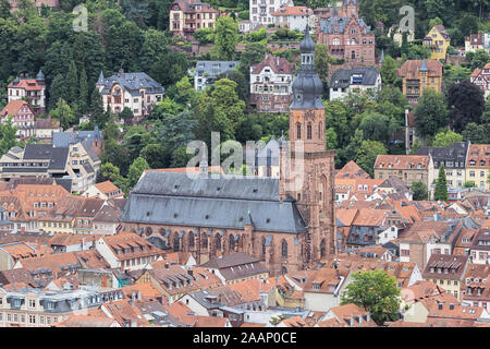 In prossimità della chiesa di Santo Spirito in Heidelberg visto dalla Philosoph il percorso Foto Stock