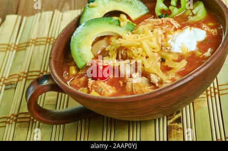 Mexican slow cooker Fiesta zuppa di pollo, non solo senza glutine e senza latte e derivati Foto Stock