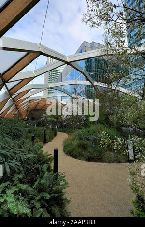Il luogo Crossrail giardini sul tetto, Canary Wharf, Borough of Tower Hamlets, Londra, Inghilterra. Foto Stock