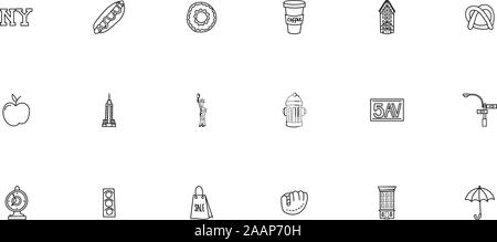 Bundle di new york city impostare le icone Illustrazione Vettoriale