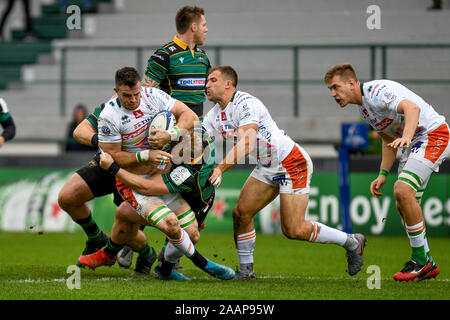 Treviso, Italia. Novembre 23, 2019, Treviso, Italia: affrontare su abramo steyn (treviso)durante la Benetton Treviso vs Northampton santi, Rugby Heineken Champions Cup a Treviso, Italia, 23 novembre 2019 - LPS/Ettore Grifoni Credito: Ettore Grifoni/LP/ZUMA filo/Alamy Live News Foto Stock