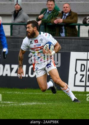 Treviso, Italia. Novembre 23, 2019, Treviso, Italia: jayden hayward (Benetton Treviso)durante la Benetton Treviso vs Northampton santi, Rugby Heineken Champions Cup a Treviso, Italia, 23 novembre 2019 - LPS/Ettore Grifoni Credito: Ettore Grifoni/LP/ZUMA filo/Alamy Live News Foto Stock