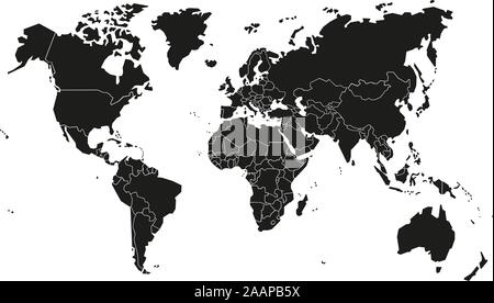 Mappa mondo illustrazione vettoriale su sfondo bianco. Illustrazione Vettoriale