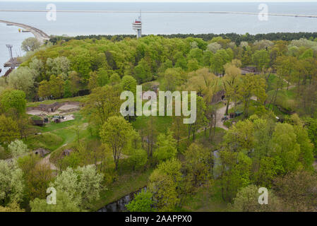 Vista aerea del porto entrata a Swinoujscie città costiera, Polonia. Foto Stock