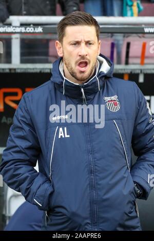 Academy Stadium, Northampton, Regno Unito. Sabato 23 novembre 2019. Grimsby Town caretaker manager prima di cielo scommettere League 2 match tra Northampton Town e Grimsby Town al PTS Academy Stadium, Northampton sabato 23 novembre 2019. (Credit: John Cripps | MI News) La fotografia può essere utilizzata solo per il giornale e/o rivista scopi editoriali, è richiesta una licenza per uso commerciale Credito: MI News & Sport /Alamy Live News Foto Stock