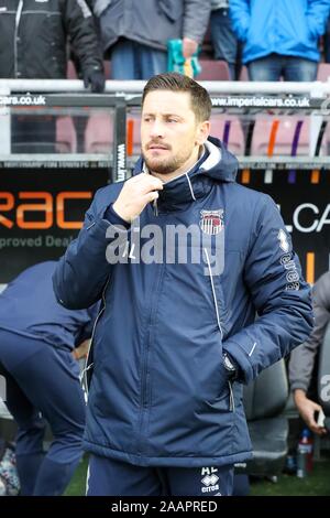 Academy Stadium, Northampton, Regno Unito. Sabato 23 novembre 2019. Grimsby Town caretaker manager prima di cielo scommettere League 2 match tra Northampton Town e Grimsby Town al PTS Academy Stadium, Northampton sabato 23 novembre 2019. (Credit: John Cripps | MI News) La fotografia può essere utilizzata solo per il giornale e/o rivista scopi editoriali, è richiesta una licenza per uso commerciale Credito: MI News & Sport /Alamy Live News Foto Stock