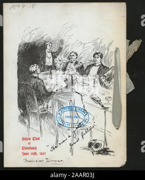 La cena (per WILLIAM L HARKNESS) (detenute da) UNION CLUB DI CLEVELAND (a) Cleveland, Ohio) vini serviti; valutazione AUTOGRAFI; scritta a mano sul retro era un jolly good fellow; cena (per WILLIAM L HARKNESS) [detenute da] UNION CLUB DI CLEVELAND [at] CLEVELAND,[OHIO] Foto Stock