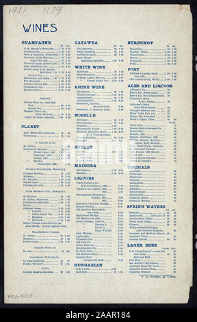 La cena (detenute da) ASTOR HOUSE (a) (NEW YORK, NY-) (HOTEL;) un menu à la carte; INCLUDE UN PREZZO VINI E LIQUORI ELENCO; foto di hotel sul coperchio; cena [detenute da] ASTOR HOUSE [A] (NEW YORK, NY?) (HOTEL;) Foto Stock