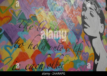 Audrey Hepburn ritratto graffiti in Hollywood, la Foto Stock