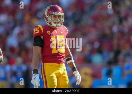 USC Trojans sicurezza Hufanga Talanoa (15) durante l'UCLA Bruins vs USC Trojans del gioco del calcio presso la United Airlines campo presso il Los Angeles Memorial Coliseum di sabato 23 novembre, 2019 (foto di Jevone Moore) Foto Stock