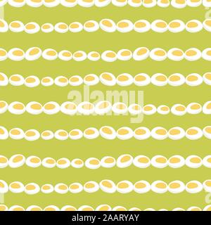 Vector seamless pattern di tagliare le uova sode strisce con sfondo verde. Perfetto per tessuto, scrapbooking e progetti di sfondo. Illustrazione Vettoriale