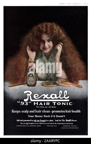 "Rexall 93 tonico per capelli' - Hi-res (A3+) ritoccate e rilancia i capelli pubblicità di prodotto prelevato da magazzino 1911 Foto Stock