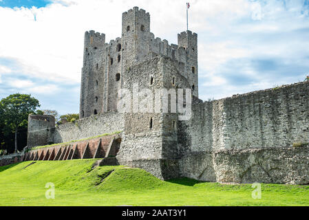 Castello di Rochester a Kent, Inghilterra. Foto Stock