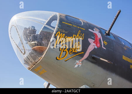 MONROE, NC (USA) - 9 Novembre 2019: di un B-17 bombardiere utilizzato nelle riprese del film 'Memphis Belle' sul display in Warbirds su Monroe Air Show. Foto Stock