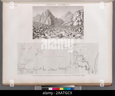 Déserts arabiques 1 Carte d'une partie des déserts situés entre Syout et la Mer Rouge; 2 vue de Gebel Ghâreb Déserts arabiques. 1. Carte d'une partie des déserts situés entre Syout et la Mer Rouge; 2. Vue de Gebel Ghâreb.; Déserts arabiques. 1. Carte d'une partie des déserts situés entre Syout et la Mer Rouge; 2. Vue de Gebel Ghâreb. Foto Stock