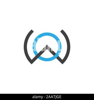 Lettera wo legato linea vettore logo Illustrazione Vettoriale