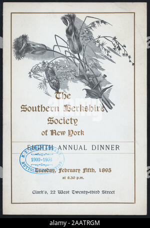 Ottava annuale cena (detenute da) SOUTHERN BERKSHIRE SOCIETY DI NEW YORK (a) CLARK 22 W 23RD ST (NY) (RESTO;) illustrazione di fiori selvaggi; dopo cena programma; Ottava annuale cena [detenute da] SOUTHERN BERKSHIRE SOCIETY DI NEW YORK [at] CLARK 22 W. 23RD ST. [NY] (resto;) Foto Stock