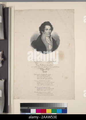 Egidio Priora, Primo ballerino assoluto, nel nobile Teatro di Apollo nel carnevale del 1832 Busto di Egidio Priora, seguita al di sotto da un sonetto in italiano per la sua lode, intitolato omaggio al merito.; Egidio Priora, Primo ballerino assoluto, nel nobile Teatro di Apollo nel carnevale del 1832. Foto Stock