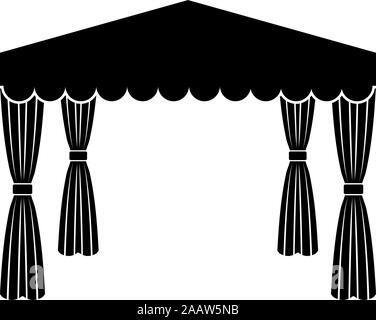 La tettoia Pop up tenda padiglione commerciale tenda per il resto Marquee Chuppah icona colore nero illustrazione vettoriale stile piatto semplice immagine Illustrazione Vettoriale