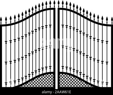 Cancelli forgiato icona colore nero illustrazione vettoriale stile piatto semplice immagine Illustrazione Vettoriale