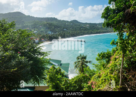 Vista aerea della baia di Sauteurs a Grenada, dei Caraibi Foto Stock