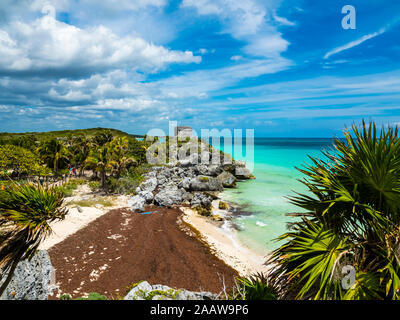 Messico, Yucatan, Riviera Maya, Quintana Roo, Tulum, rovine archeologiche di Tulum Foto Stock