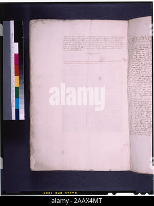 Esplicite di testo principale elencati in de Ricci, Seymour, il censimento di medievale e rinascimentale, manoscritti negli Stati Uniti e in Canada. New York. N.Y.: H.W. Wilson, 1935; e il supplemento, New York, N.Y.: Società Bibliografica dell'America, 1962. Proprietà : numero 8328 e 1454 in vecchi cataloghi; Astor collezione. De Ricci, 1332. Grafico dal dottor G.B. Valutazione. Note dal dottor A. C. de la Mare. 1469 15 Maggio 42-52 linee lunghe, governato a matita, parole chiave (due volte verticalmente al centro del margine inferiore!) e prickings occasionalmente visibile. Rubriche di carta, placemarkers, grafici. 2 linea di rosso le iniziali. Spazio frequ Foto Stock