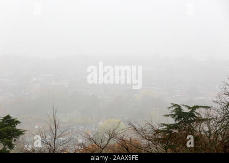 Londra, Regno Unito. 24 Novembre, 2019. Nel nord di Londra coperti di fitta nebbia su un congelamento del credito di mattina: Dinendra Haria/Alamy Live News Foto Stock