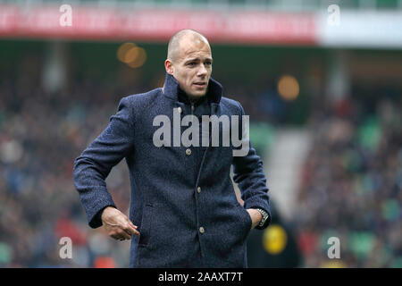 Groningen, Paesi Bassi. 24 Novembre, 2019. GRONINGEN, 24-11-2019, Hitachi la mobilità dei capitali dello stadio di calcio olandese Eredivisie stagione 2019-2020. Groningen - Feyenoord. FC Groningen coach Danny Buijs Credito: Pro scatti/Alamy Live News Foto Stock