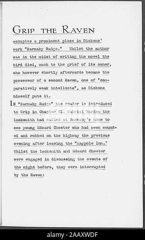 Fletcher, Angus ALS A si riferisce alla morte di grip, raven in Dickens' Barnaby Rudge dattiloscritte con passaggio del libro trattano la Raven 1841 giugno 15 Fletcher, Angus. Sensore ALS. Si riferisce alla morte di grip, raven in Dickens' Barnaby Rudge. Con dattiloscritte passaggio del libro trattano la Raven 1841 giugno 15; Fletcher, Angus. Sensore ALS. Si riferisce alla morte di grip, raven in Dickens' Barnaby Rudge. Con dattiloscritte passaggio del libro trattano la Raven 1841 giugno 15 Foto Stock