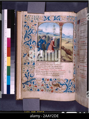 Per il mese di giugno - il mese di attività (scything fieno), e il mese di zodiac (cancro) elencati in de Ricci, Seymour, il censimento di medievale e rinascimentale, manoscritti negli Stati Uniti e in Canada. New York. N.Y.: H.W. Wilson, 1935; e il supplemento, New York, N.Y.: Società Bibliografica dell'America, 1962. Proprietà : Inizio proprietario: Debreuse. Dalla libreria di Tilden, data 1895. 1 Mano. 1- e 2-line iniziali in oro su blu, rosso e verde-marrone di sfondo. 4- e 5-linea blu, rosso e grigio iniziali su sfondi di stessi colori. Rubriche. Progettazioni di confine. 33 lungo le linee per pagina, ha governato molto matita leggera, Foto Stock