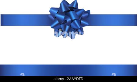 Blue bow e nastro illustrazione per natale e decorazioni di compleanno Illustrazione Vettoriale
