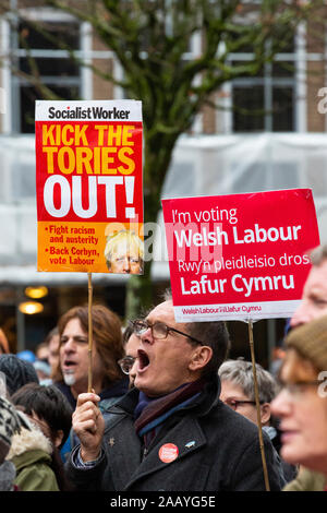 Carmarthen, Regno Unito. 24 Novembre, 2019. La folla al Partito laburista nel Rally di Carmarthen. Credito: Gruffydd Ll. Thomas/Alamy Live News Foto Stock