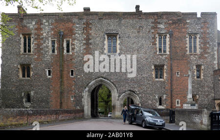 Abbey Gateway St Albans Hertfordshire Inghilterra Foto Stock