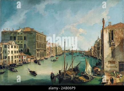 Grand Canal, guardando verso est dal Campo San Vio del Canaletto Foto Stock